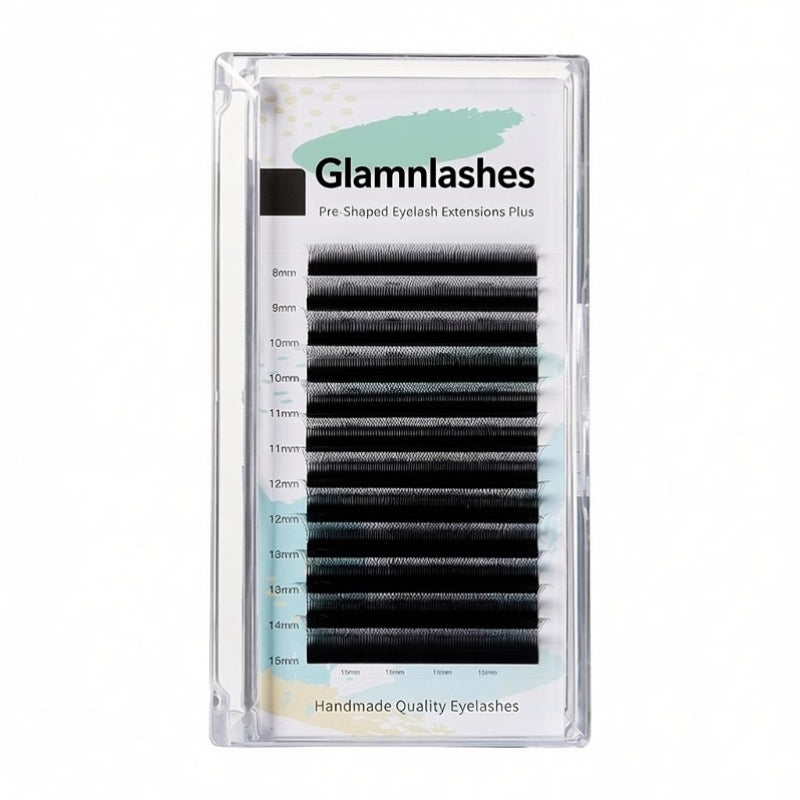 Narrow 4D Pre-Shaped Lash Extensions Tray, Handmade Lashes with Mixed Lengths 8-15mm