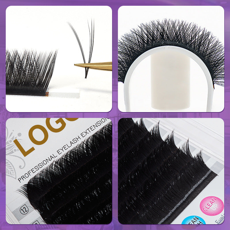 V-Shaped Eyelash Extensions Close-Up, 2D Volume Lashes with Professional Texture