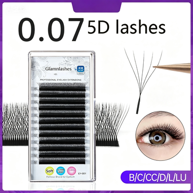 0.07mm 5D Volume Lash Extensions, B/C/CC/D/L/LU Curl Blooming Lashes