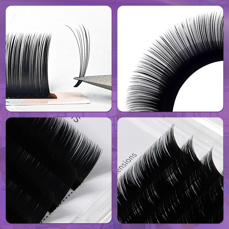 0.07mm Glued Camellia Lash Extensions Close-Up, Blooming Lashes with Soft Texture