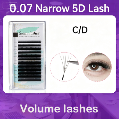 0.07mm Narrow 5D Pre-made Volume Lash Extensions, C/D Curl