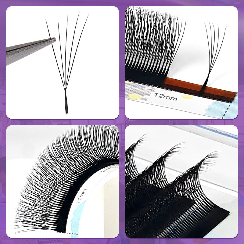 0.07mm Narrow 5D Pre-made Volume Lash Extensions Close-Up, 12mm