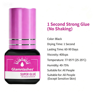 1 Second Strong Eyelash Extension Glue, No Shake Black Lash Adhesive for Professional Use