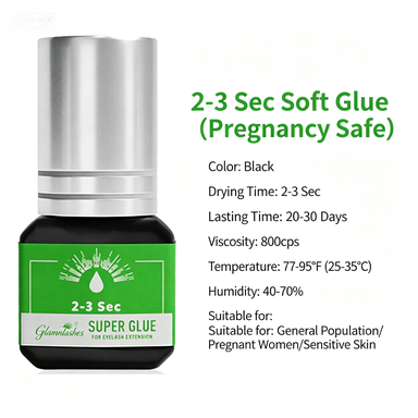 2-3 Seconds Eyelash Extension Glue, Sensitive Skin & Pregnancy Safe Black Lash Adhesive