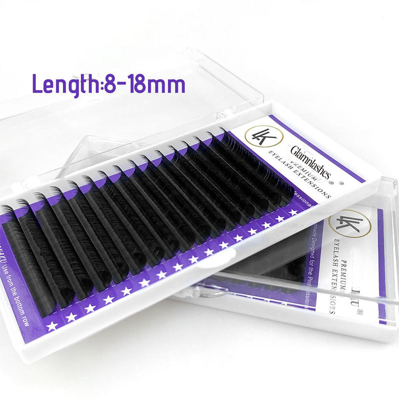 Glamnlash Premium Eyelash Extensions Tray, 8-18mm Mixed Lengths, Professional Lashes for Volume Fans