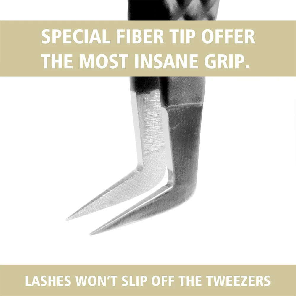 Fiber Tip Lash Tweezers Close-Up - Enhanced Grip Technology for Non-Slip Lash Volume Fans