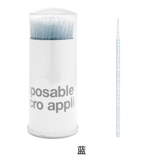 100pcs blue disposable micro swabs applicator sticks, micro brush for eyelash extension cleaning and lash glue removal product