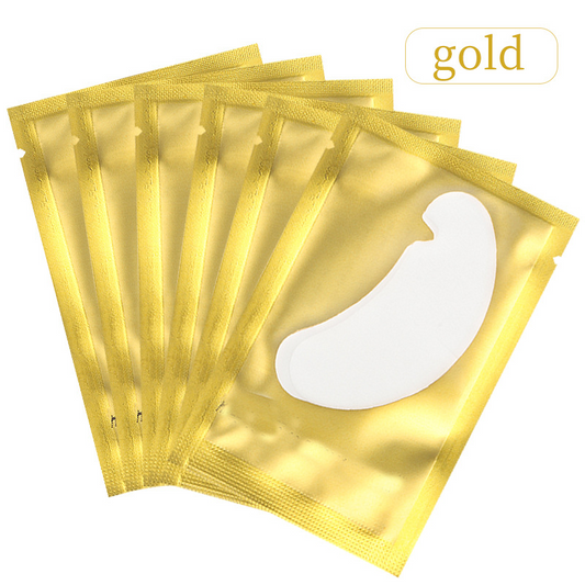 50Pairs Gold Under Eye Gel Pads for Eyelash Extensions - Lint-Free Lash Extension Patches