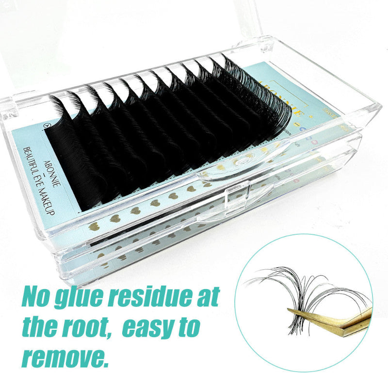 Cashmere Easy Fan Lash Extensions Tray, No Glue Residue, Soft Volume Lashes for Lash Artists