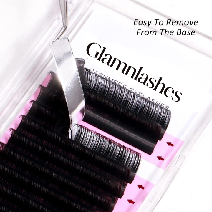 Glamnlashes 0.07mm Cashmere Lash Extensions, easy-to-remove base professional volume lash trays for lash artists