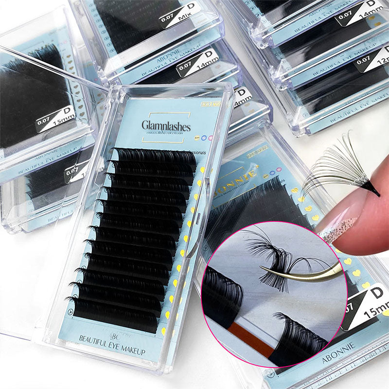 0.07mm D Curl Easy Fan Volume Lash Extensions Tray, Soft Blooming Lashes for Lash Artists