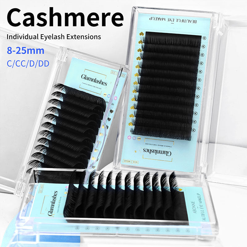 Cashmere Individual Lash Extensions Tray, 8-25mm Lengths with C/CC/D/DD Curl for Professional Use