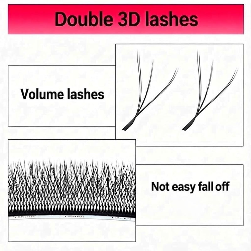 Double 3D Volume Lash Extensions, Durable Volume Lashes Not Easy to Fall Off