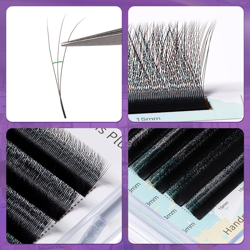Narrow 3D Lash Extensions Close-Up, Pre-Shaped Lashes with Smaller Spacing Design