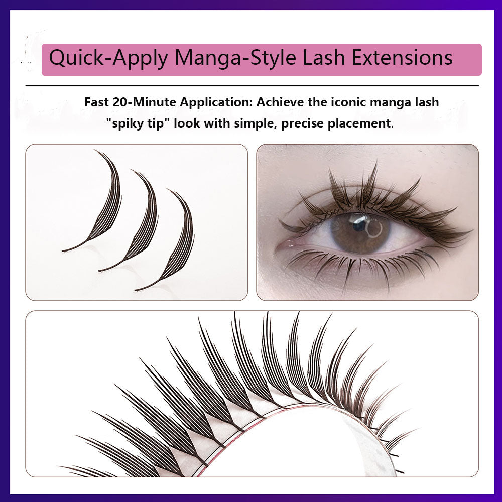 Quick-apply manga-style lash extensions, achieve spiky tip look in 20 minutes with simple placement