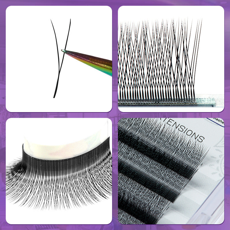 V-shape 2D Lash Extensions Close-Up, Narrow Design with Natural Volume Effect